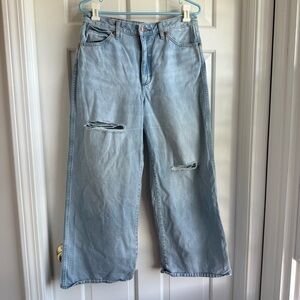 Wrangler Light Blue Distressed Wide Leg Jeans